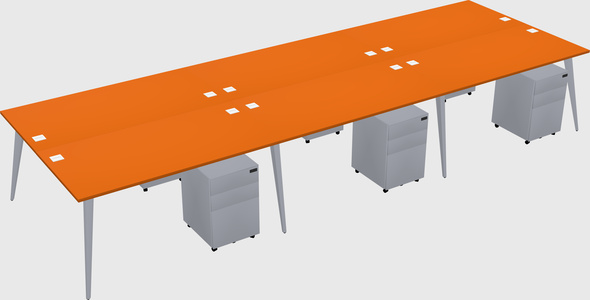 Shared rectangular office desk system