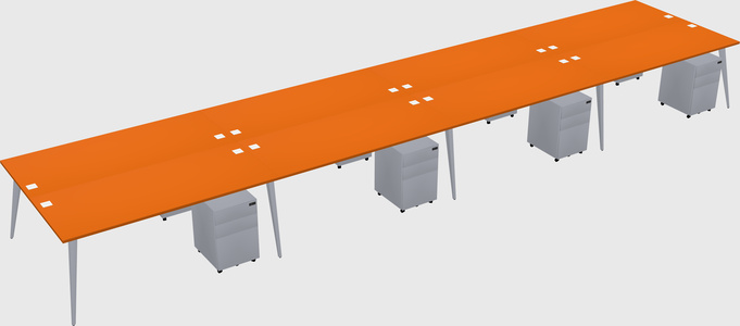Shared rectangular office desk system