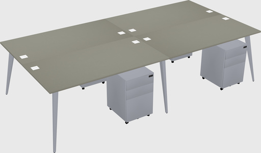 Shared rectangular office desk system