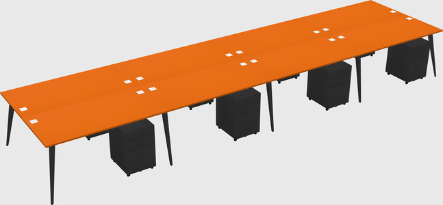 Shared rectangular office desk system