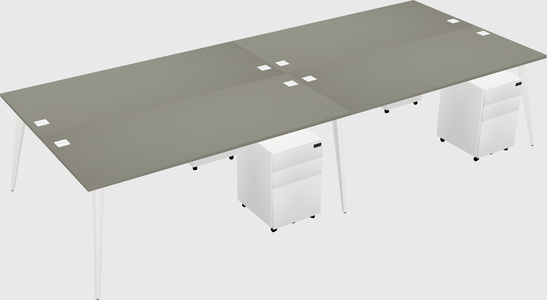 Shared rectangular office desk system