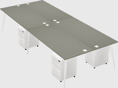 Shared rectangular office desk system