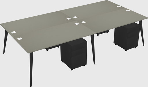 Shared rectangular office desk system
