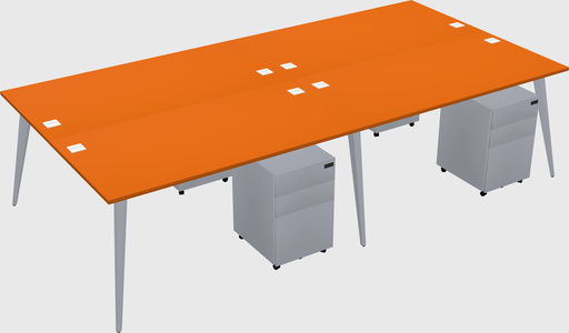 Shared rectangular office desk system