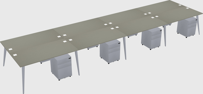 Shared rectangular office desk system