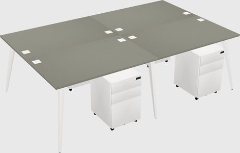 Shared rectangular office desk system