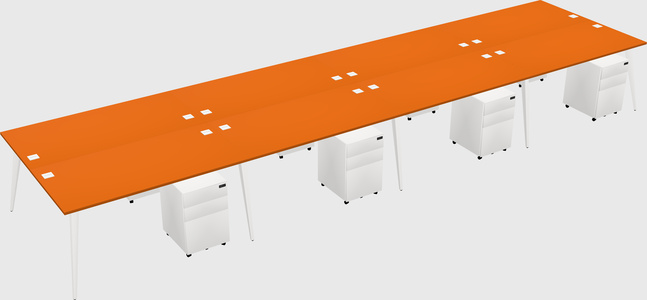 Shared rectangular office desk system
