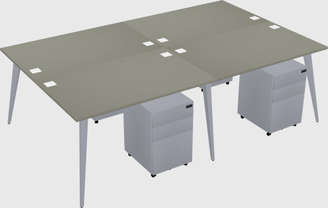 Shared rectangular office desk system