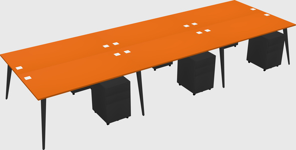 Shared rectangular office desk system