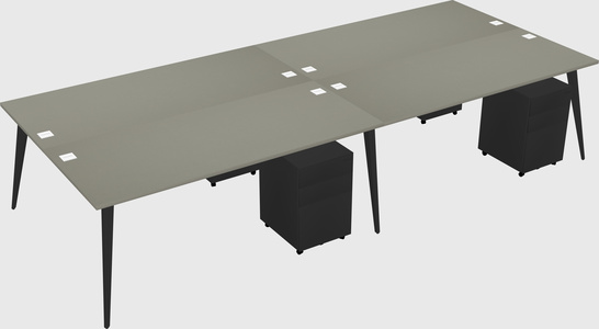 Shared rectangular office desk system