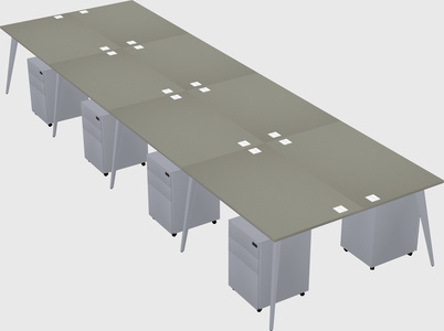 Shared rectangular office desk system