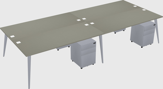 Shared rectangular office desk system