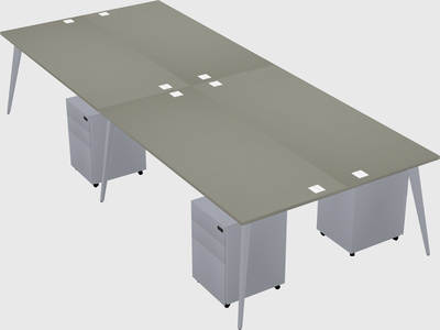Shared rectangular office desk system