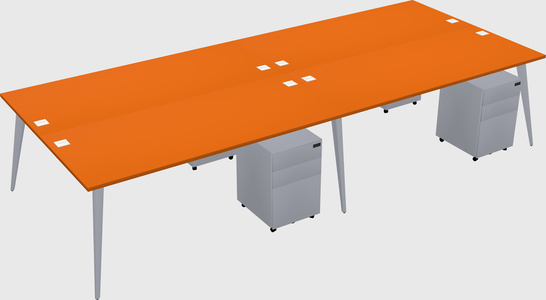 Shared rectangular office desk system