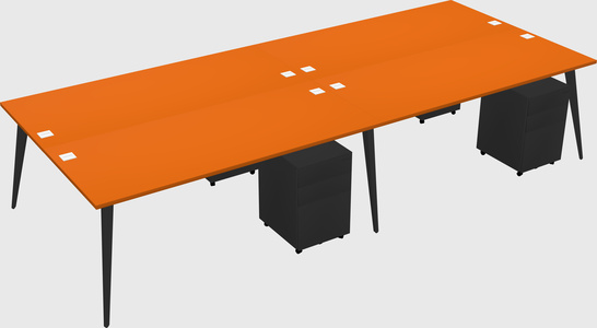 Shared rectangular office desk system