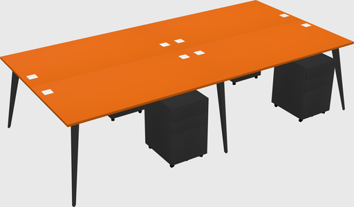 Shared rectangular office desk system