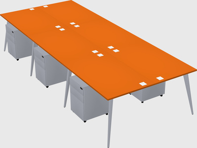 Shared rectangular office desk system