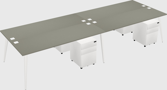 Shared rectangular office desk system