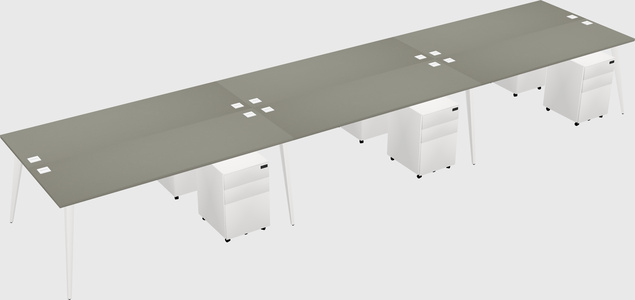Shared rectangular office desk system