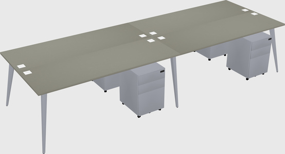 Shared rectangular office desk system