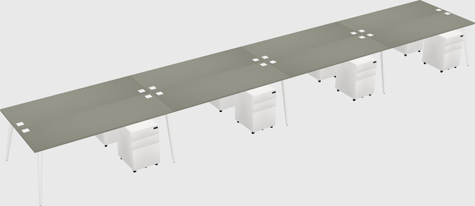 Shared rectangular office desk system