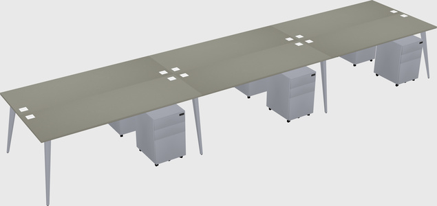 Shared rectangular office desk system