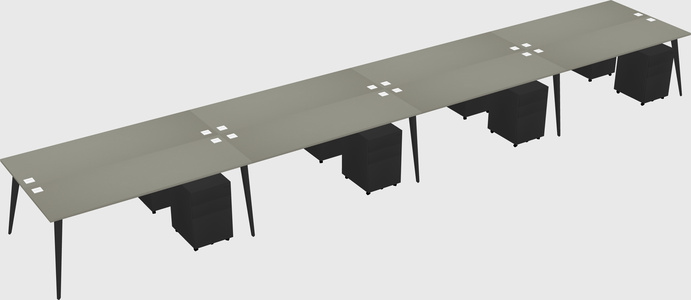 Shared rectangular office desk system