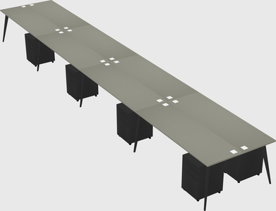 Shared rectangular office desk system