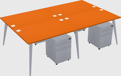 Shared rectangular office desk system