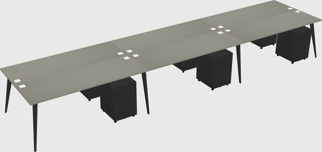 Shared rectangular office desk system