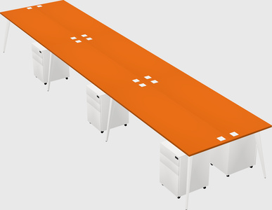 Shared rectangular office desk system