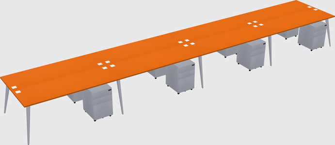 Shared rectangular office desk system
