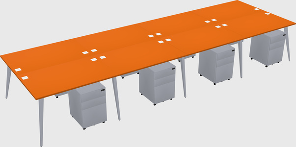 Shared rectangular office desk system