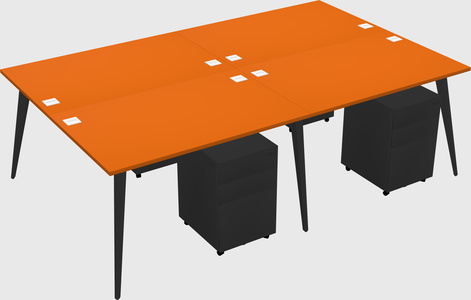 Shared rectangular office desk system
