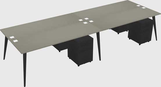 Shared rectangular office desk system