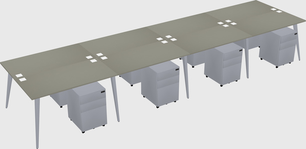 Shared rectangular office desk system