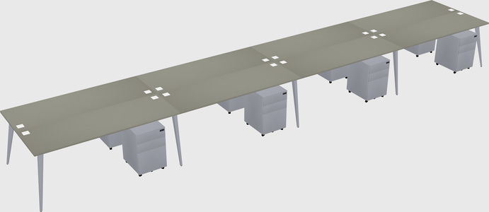 Shared rectangular office desk system