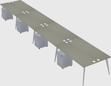 Shared rectangular office desk system