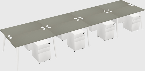 Shared rectangular office desk system