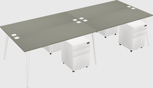 Shared rectangular office desk system
