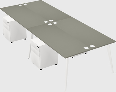 Shared rectangular office desk system