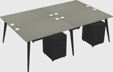 Shared rectangular office desk system