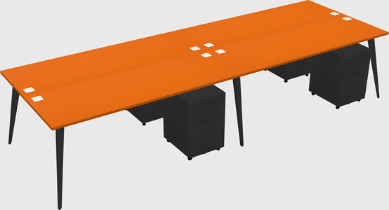 Shared rectangular office desk system
