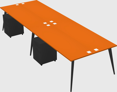 Shared rectangular office desk system