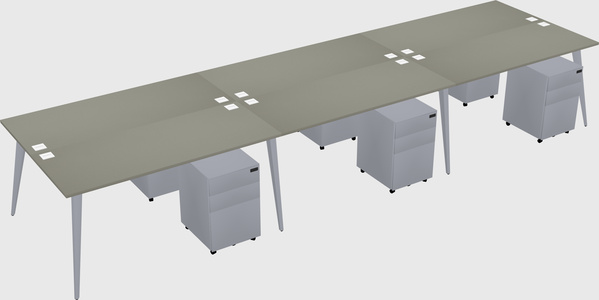 Shared rectangular office desk system