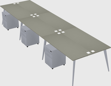 Shared rectangular office desk system