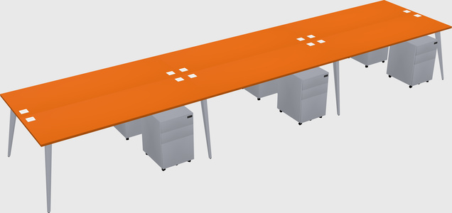 Shared rectangular office desk system