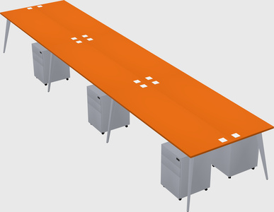 Shared rectangular office desk system