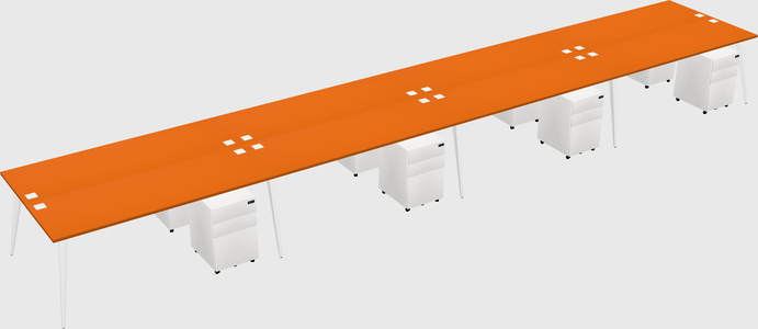 Shared rectangular office desk system