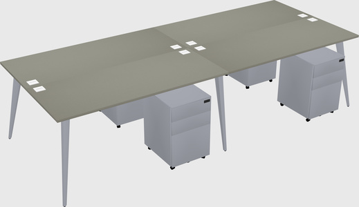 Shared rectangular office desk system